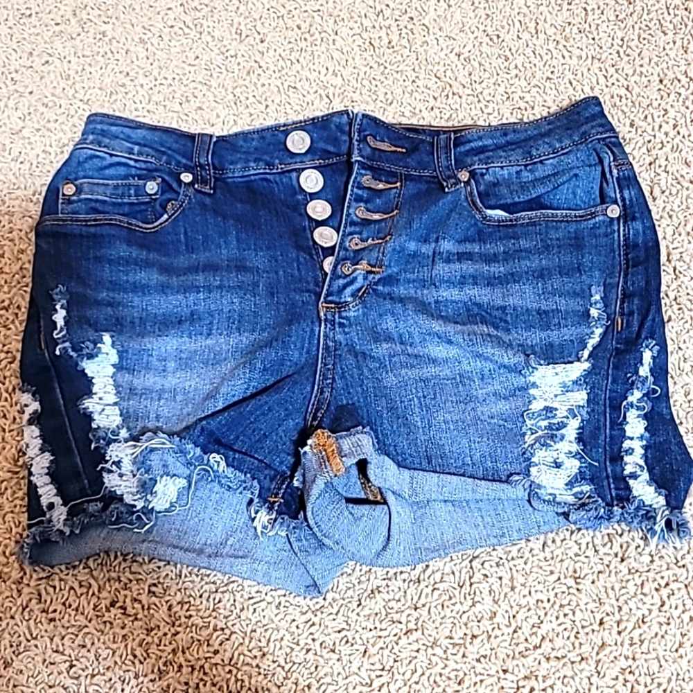 Indigo Rein Ripped Jean Shorts
